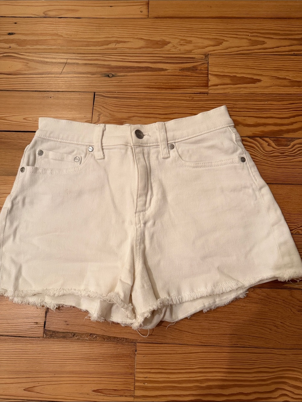 PINK Victoria's Secret White Frayed Hem Denim Shorts